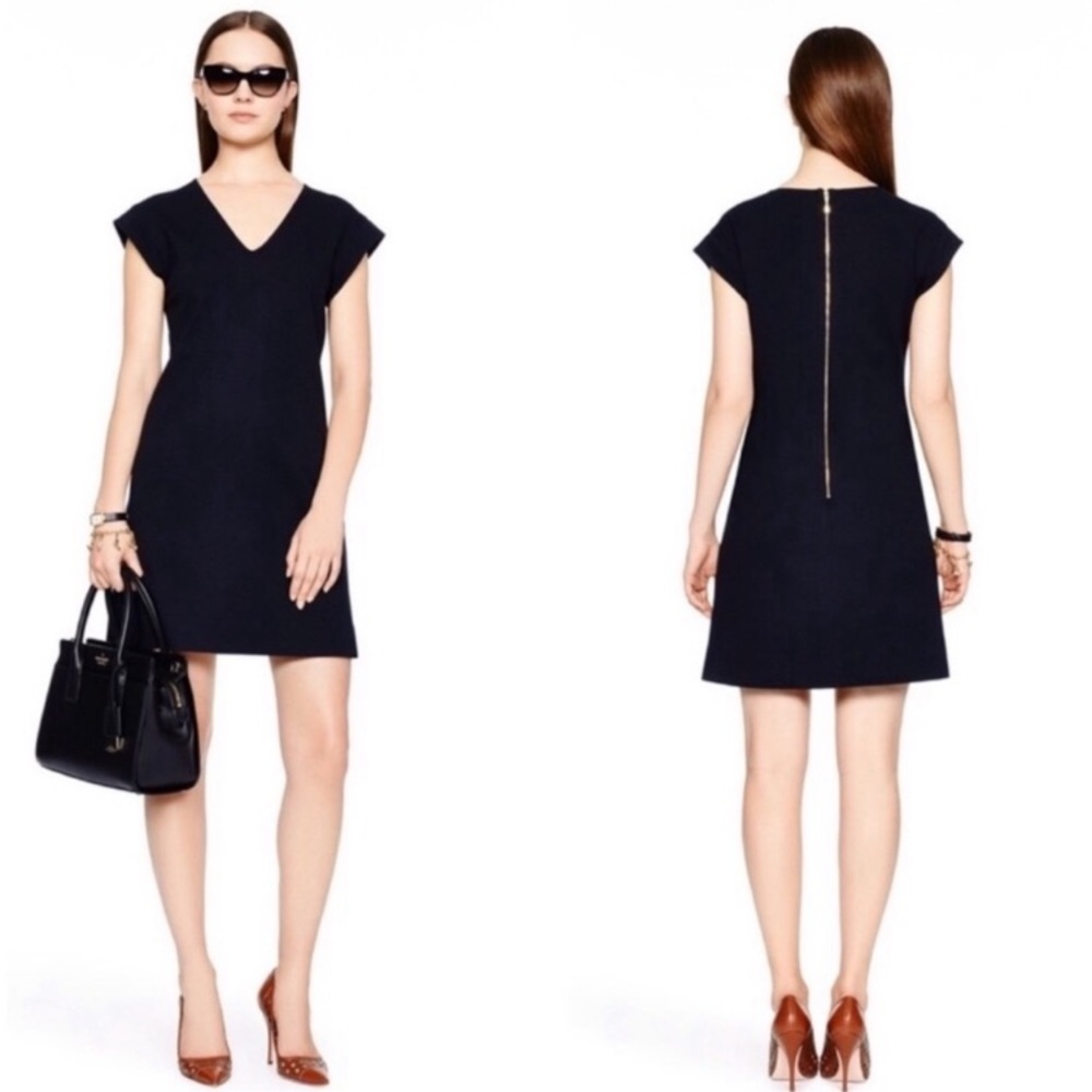 Kate spade dress navy cap sleeves gold zipper s